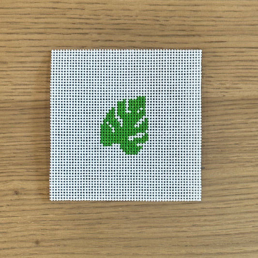 Mini Monstera Leaf Needlepoint Canvas
