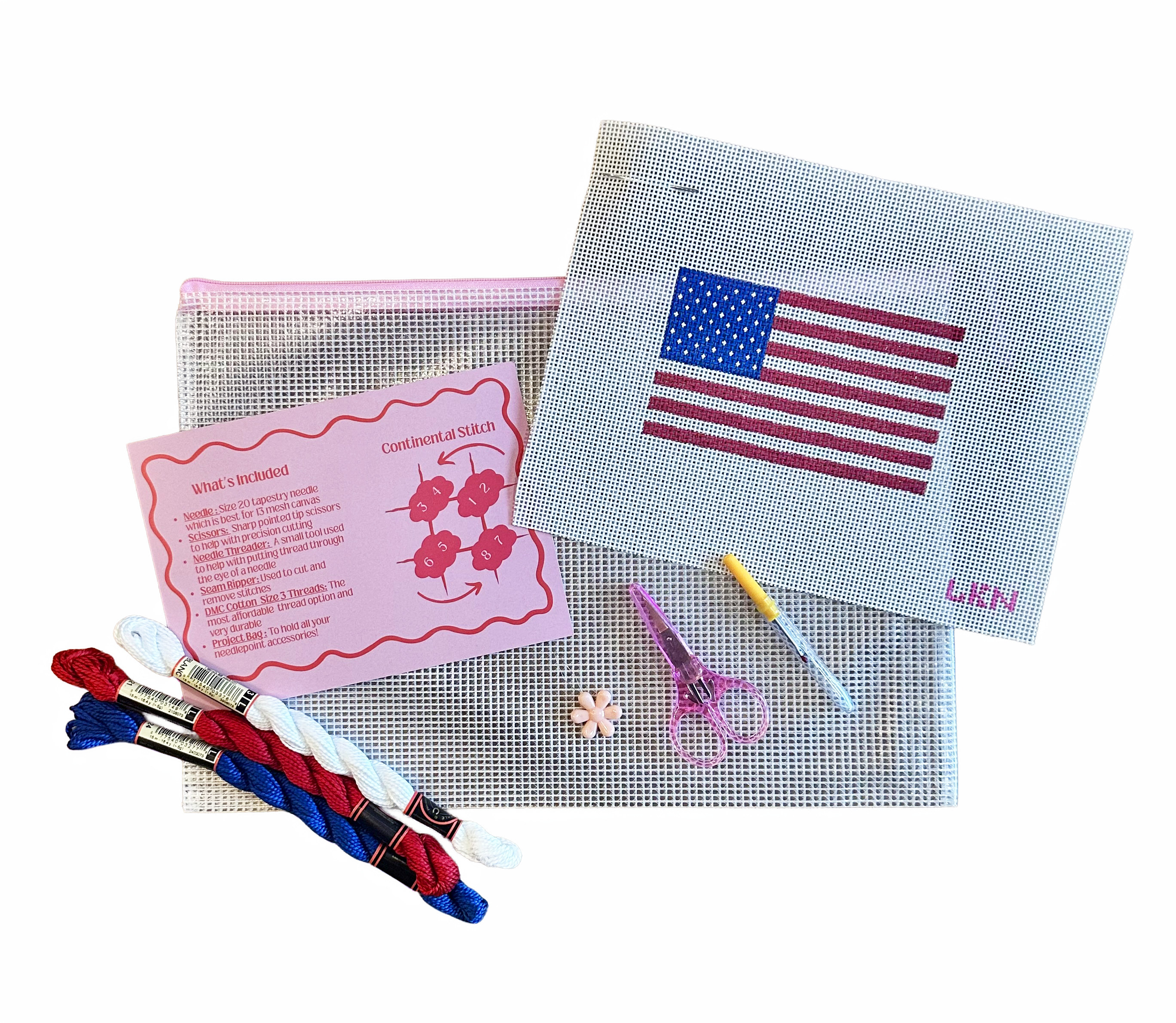 American Flag Beginner Kit – Love Knot Needlepoint