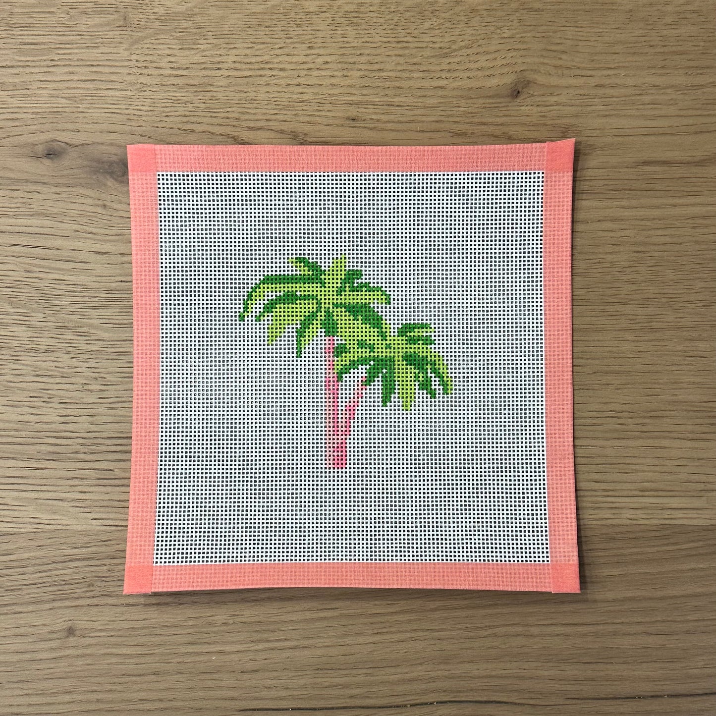 Pink Palm Trees Needlepoint Canvas