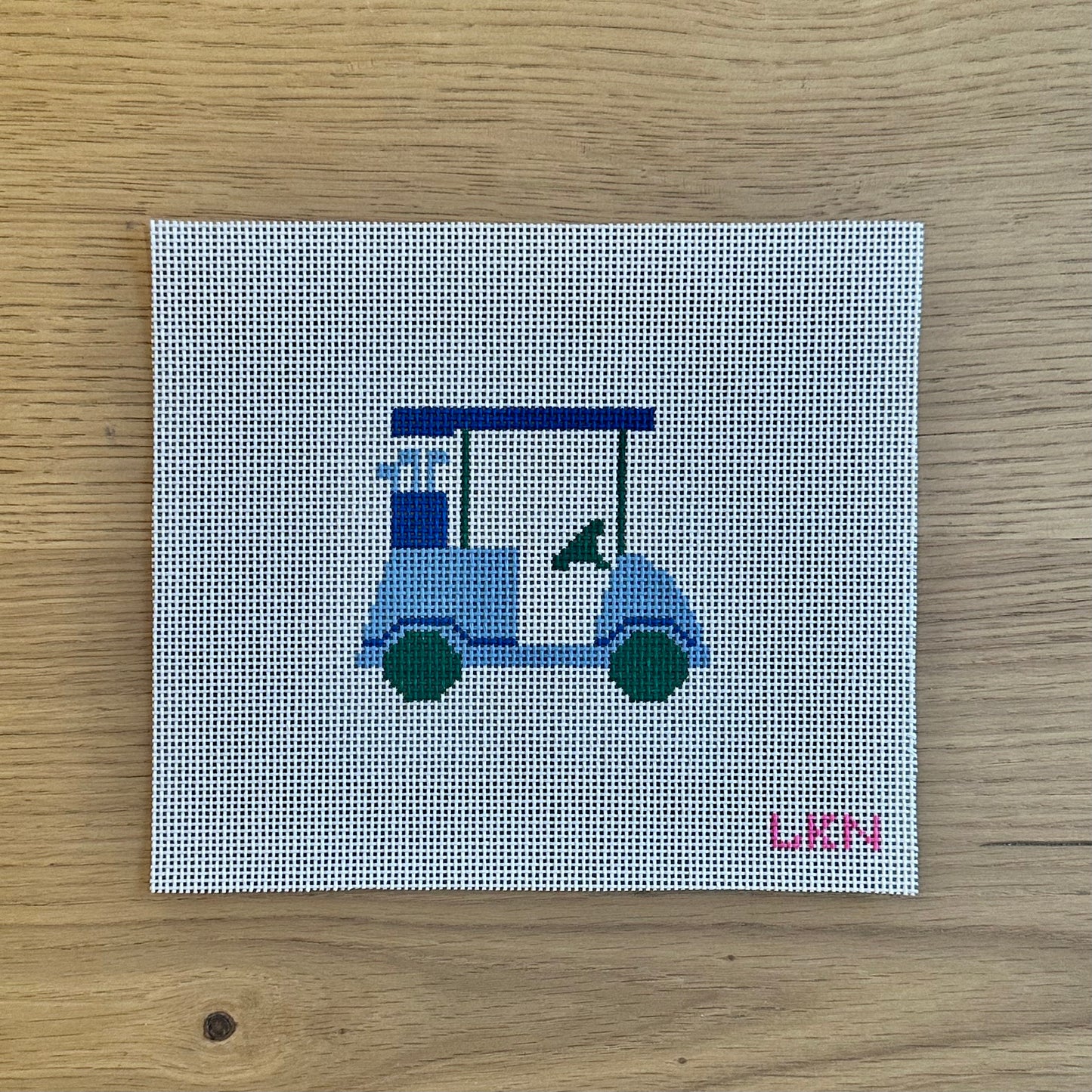 Blue Golf Cart Needlepoint Canvas