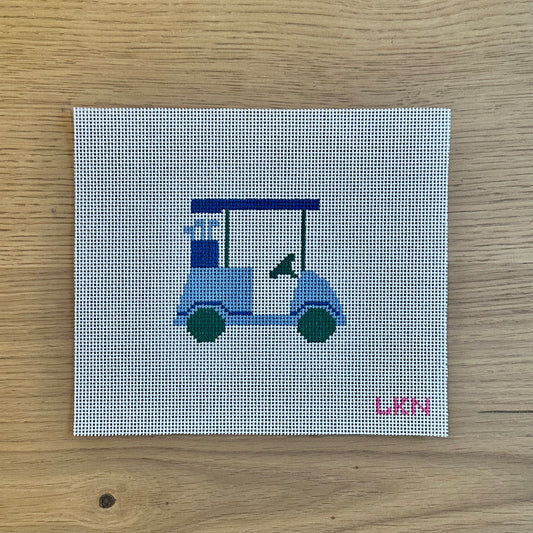 Blue Golf Cart Needlepoint Canvas