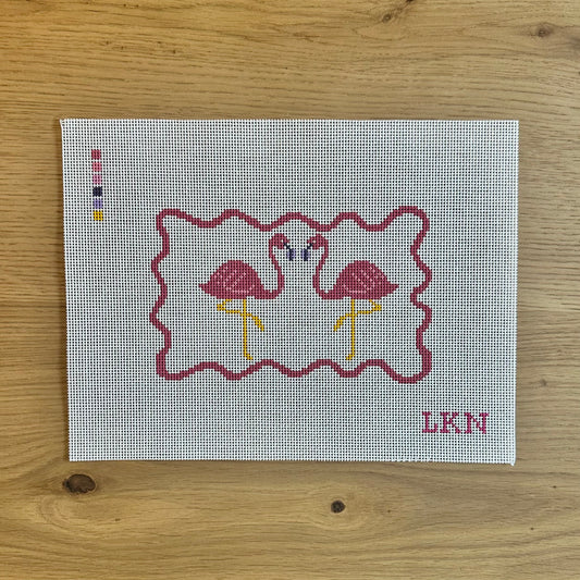 Double Flamingo Needlepoint Canvas