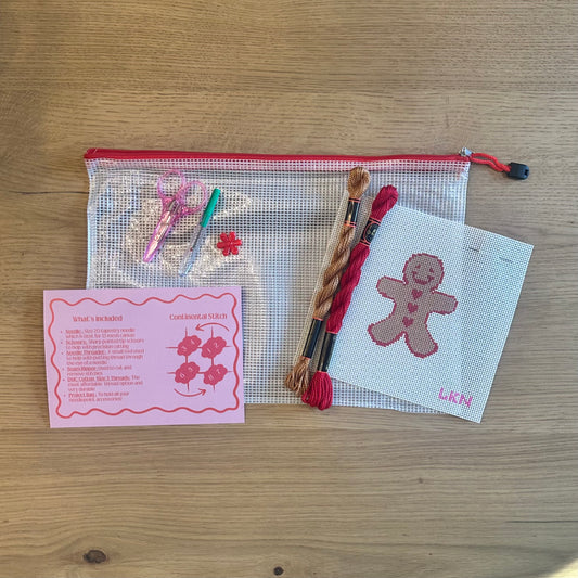 Gingerbread Man Needlepoint Beginner Kit